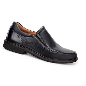 Men's Ecco Holton Apron Toe Slip On Dress Shoes Black | USA 518GSO